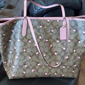 Coach Signature Brown and Pink Tote Bag